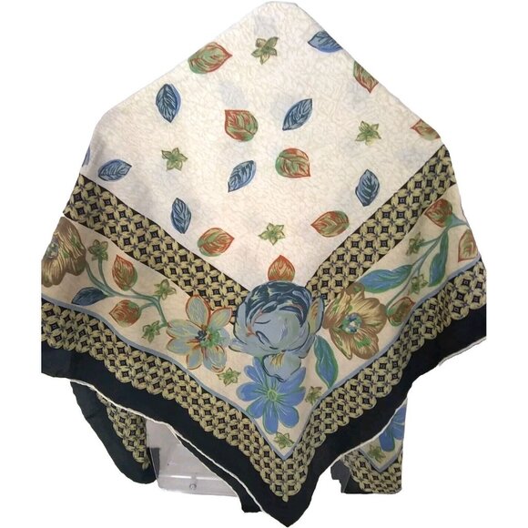 Vtg. As Ipek Floral Ornate Turkish Silk? Scarf XL 45.25" X 41.25" Flaws READ - Picture 2 of 12